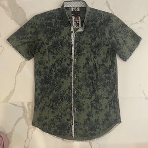 Green Floral Button Down Shirt Medium